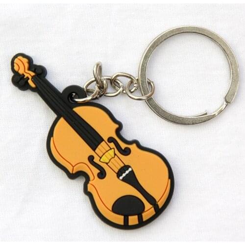 FREE SHIPPING BY DHL 100pcs/lot Fashion Silicone Violin Shaped Keychains Music Keyrings Creative Keyfob for School Gifts