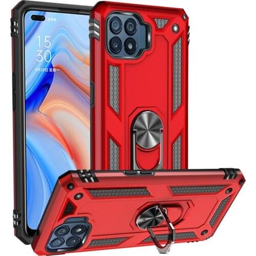 Armor Shockproof Case For OPPO Reno 4 Lite Reno 4F Silicone Hybrid Cover For OPPO F11 Pro F17 A5S Metal Ring
