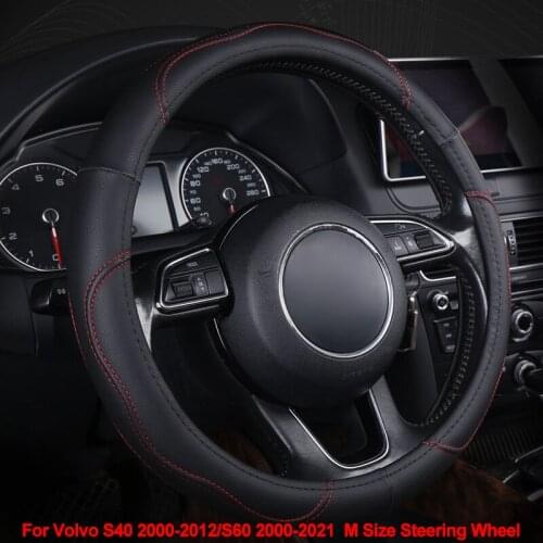 Auto Car Steering Wheel Cover Wrap Non-slip For Volvo S40 2000 -2010 2011 2012 S60 2000 - 2021 M Size Volant Steering Wheel