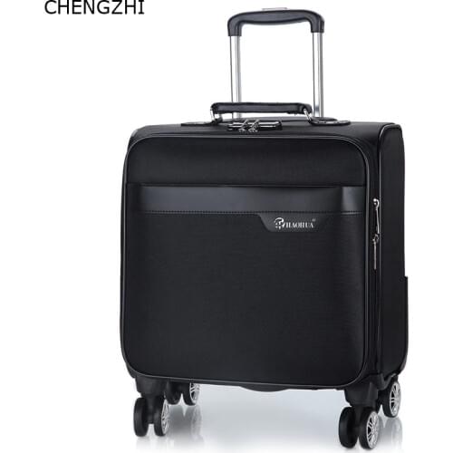 CHENGZHI New PU Leather 18inch Rolling Luggage Spinner Brand Suitcase Women Travel Bag Men Business Trolley Suitcase On Wheels