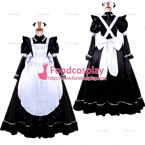 Satin Sissy maid dress lockable Uniform cosplay costume Tailor-made[G1482]