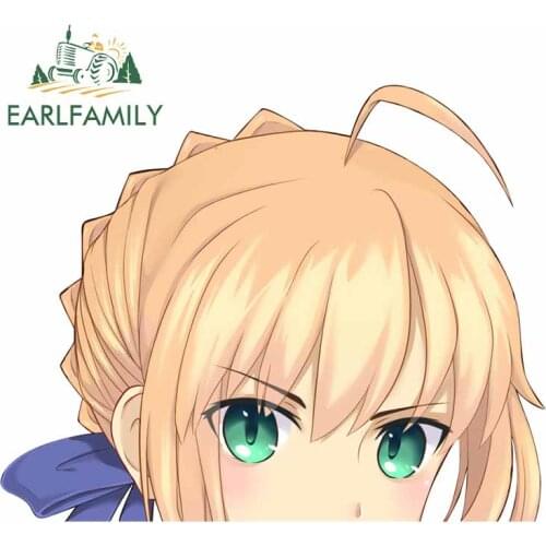 EARLFAMILY 13cm x For FATE SABER PEEKING Fine Car Stickers Car Styling Decal Personality Graphics Sticker Occlusion Scratch