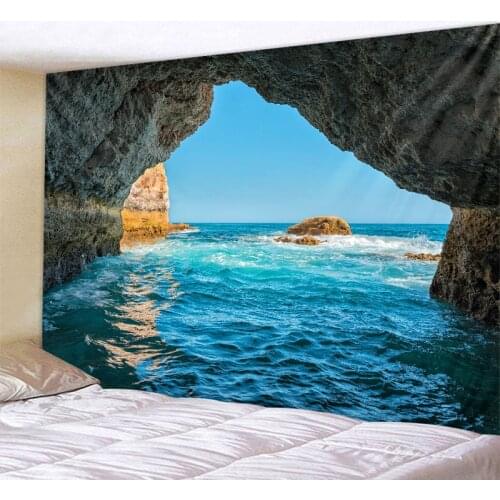 Blue Sea Scenery Tapestry Indian Mandala Tapestry Wall Hanging Tapestries Boho Bedroom Wall Rug Couch Blanket 6 Size