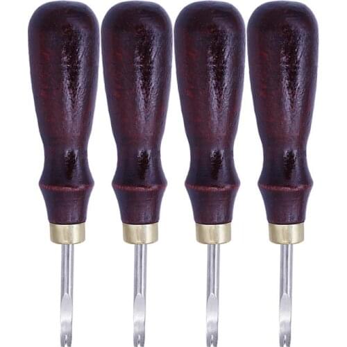 Red Wooden Handle Chisel Cutting Tool DIY Leather Craft Tool Leather Knife Trimmer Sewing Kit Drill Leather Tool 0.8/1/1.2/1.5mm