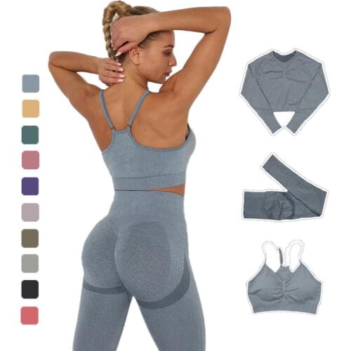 Sports Outfit Woman Seamless Yoga Set Suit Sexy Workout GYM Leggings Booty Adjustable Sports Bra Women Yoga Sets Fitness