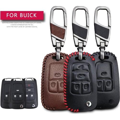Leather Car Key Case Cover For Buick Allure Encore Regal Verano For GMC Terrain Protection Key Shell Skin Bag Only Case