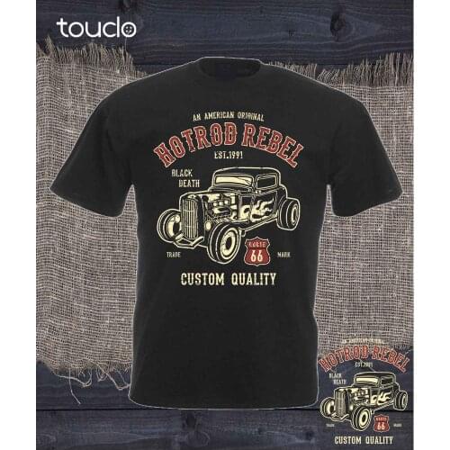Fashion Summer Style shirt Hot Rod Custom V8 Rockabilly Old school route 66 custom Tee shirt