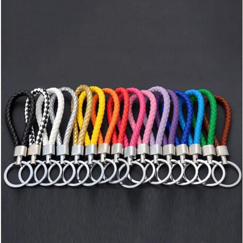 Fashion handmade pu leather rope keychain Car key ring Auto Key Chain bag pendant accessories