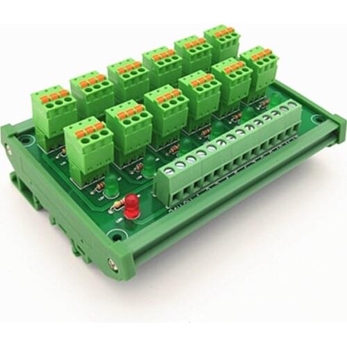 DIN Rail Mount PLC12 channel PNP input spring wiring IO photoelectric proximity switch sensor terminal block