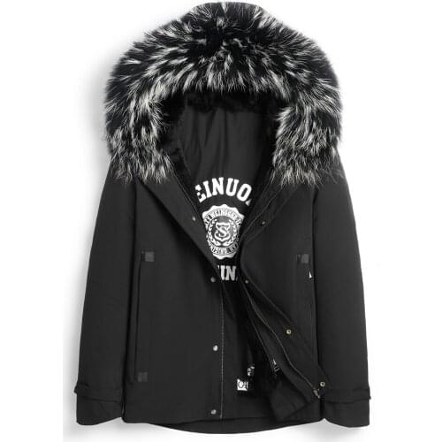 2020 Promote Men Winter Real Fox Fur Collar Hooded Natural Rabbit Fur Parkas Male Casual Real Fur Coats