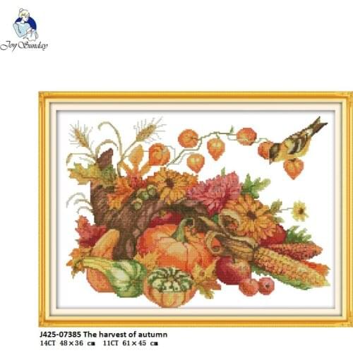 Joy Sunday The harvest of autumn Scenery Cross Stitch Counted 11CT White fabric 14CT Printed Cloth NKF Cross Stitch Kits