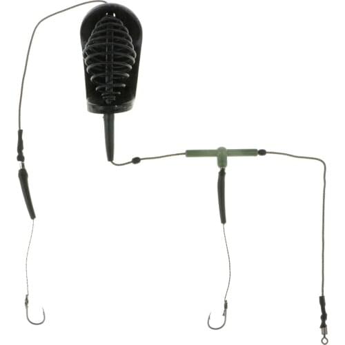 Carp Fishing Inline Method Feeder Cage Hook Rig Set Coarse Fishing Tackles Green