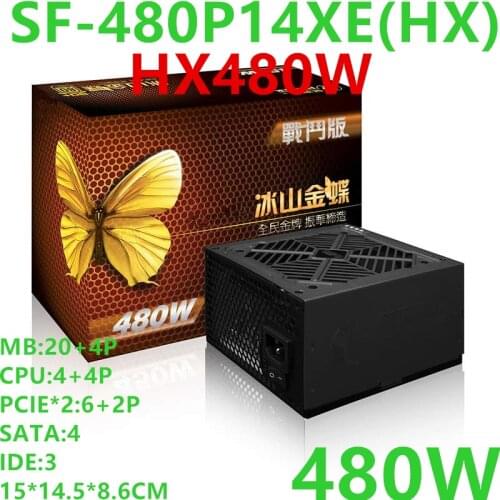 New PSU For Super Flower Brand Golden Butterfly Battle Page HX480W 1070Ti Silent Power Supply 480W Power Supply SF-480P14XE(HX)