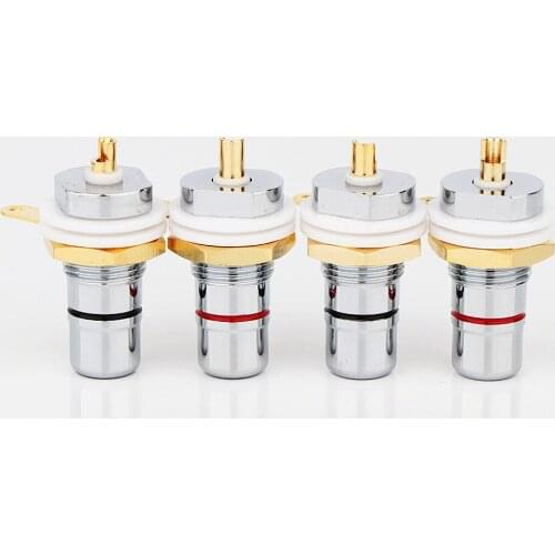 Rhodium Plated RCA Female Socket Panel Mount Plug Audio Terminal Signal AV Amplifier CD Input Socket