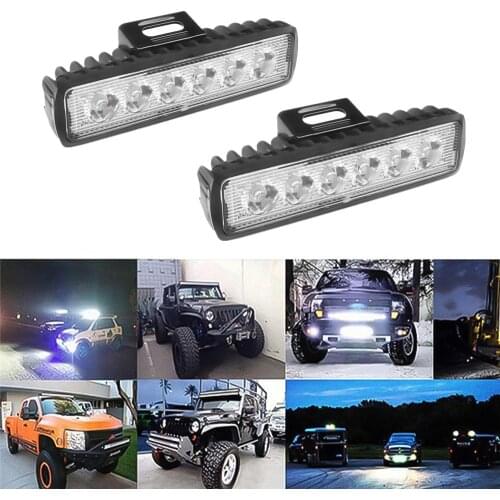 Car Work Light 2pc DRL LED Light Bar Spot Flood Worklight 12V 18W bright white lighting for truck tractor Offroad atv Vehicle