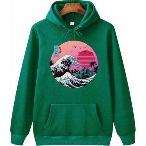 The Great Retro Wave Japanese Anime Hoodies Harajuku Streetwear Camisetas Hombre Men Vaporwave Funny Cool Hip Hop Sweatshirts
