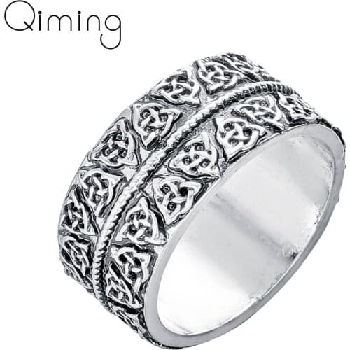 Vintage Slavic Women Ring Trinitarian Trinity Flower Knot Amulet Wide Ring Hip Hop Nordic Pagan Jewelry Gift Men Bague Anel