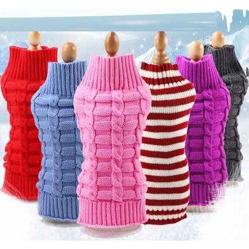 Knitted Pet Dog Clothes Winter Warm Dog Coat Jacket for Small Dogs Chihuahua French Bulldog Sweater Costume Pets Pug Clothing