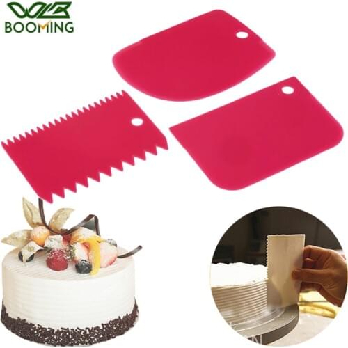 WBBOOMING 3pcs/Lot DIY Scraper Cake Decorating Fondant Pastry Cutters Baking Spatulas Tools Irregular Teeth Edge Cream Scraper