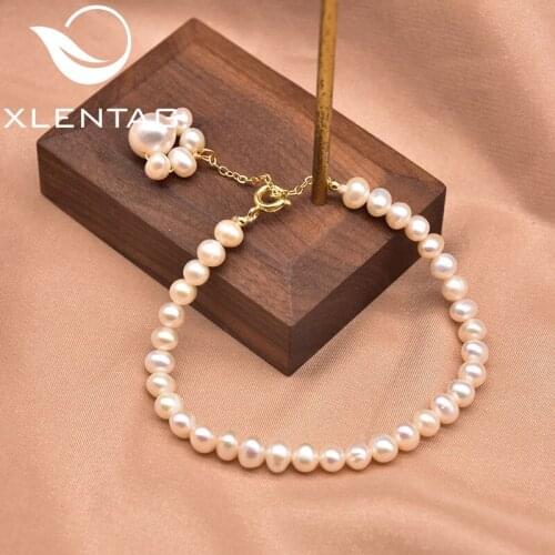Xlentag New Natural Pearl Brass Plated 18K Gold Pendant Bracelet Exquisite Fashion Women Birthday Party Gift Jewelry GB0963