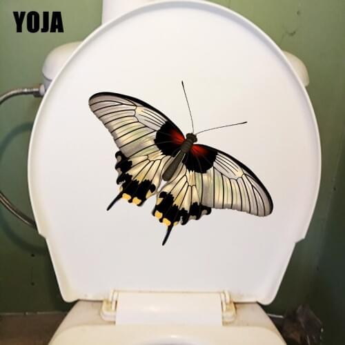 YOJA 22.8×20.3CM Pretty Butterfly Personality Toilet Sticker WC Accessories Home Room Wall Decor T1-2863