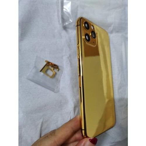 2020 hot sale 24k Mirror Gold Chassis Rear Door for phone 11 pro max Battery Housing Middle Frame with logo