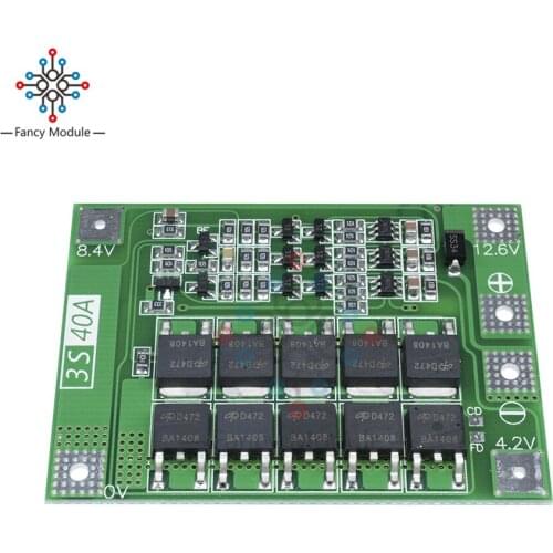 BMS 3S 40A 12.6V 18650 Lithium Battery Protection Board with Balanced Version for Drill 40A Current