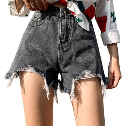 Summer Casual Summer Denim Women Shorts High Waist Fur-lined Leg-openings Jeans Girls Ladies Sexy Short Jeans