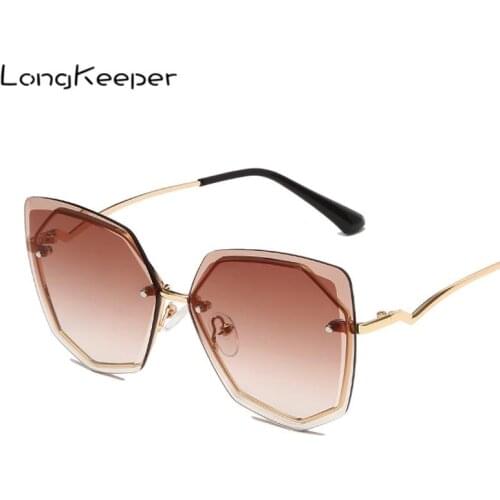 2021 New Irregular Rimless Sunglasses Women Brand Designer Alloy Frame Gradient Sun Glasses For Ladies Lunette De Soleil Femme