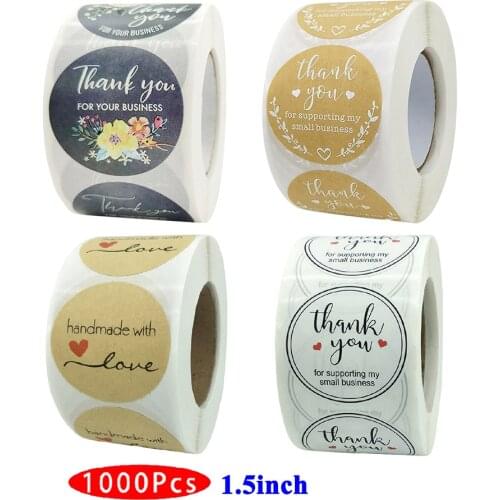 1.5inch 1000Pc Cute Thank You Supporting My Small Business Stickers Kawaii Aesthetic Scrapbooking Seal Label Gift Supply Package