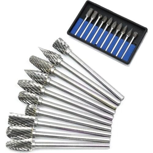 10pcs 6mm Head Tungsten Head Carbide Burrs For Rotary Drill Die Grinder Carving Bit