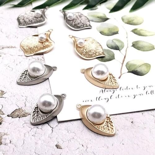 10pcs Silver Gold Charms Geometric Surface In Nest Metal Pendants Pearl Necklace Bracelet DIY Charms Jewelry Making YZ240