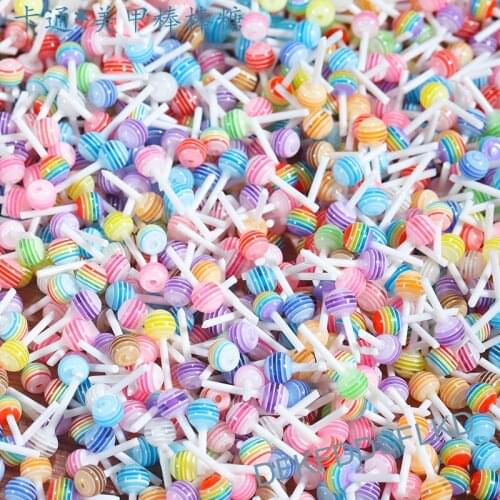 10pcs Nails Accessories Design Rhinestones, 6*6mm Lolly Resin Jewelry for Manicure/Craft/DIY, Nail Art Decoration 3d Sweet#ST01