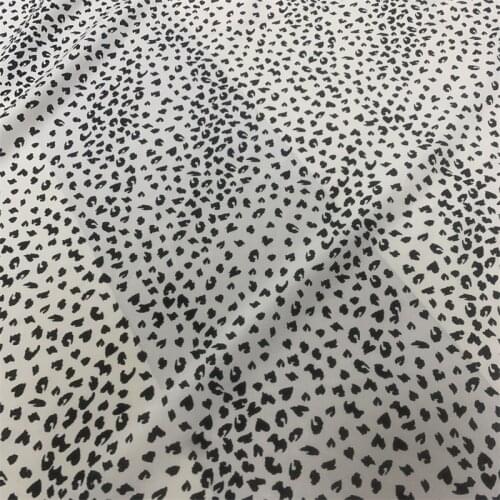 140CM Wide 18MM Black Print White Silk Crepe de Chine Fabric for Summer Dress Shirt Cheongsam Suit Pants G017