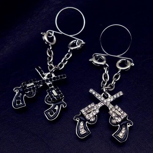 2 piece Punk Rock Sexy Love double gun Nipple Ring Shield Rings Body Piercing Jewelry Teeth Nipple Bar Women Gift