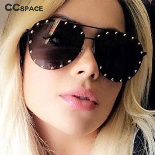 45202 Ladies Metal Half Frame Sunglasses Red Women Personality Rivet Glasses Brand Designer Eyewear Shades UV Protection