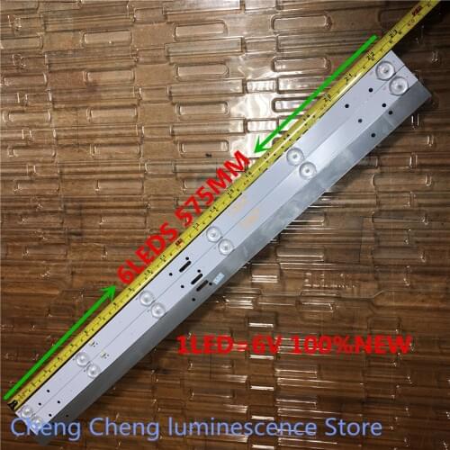 60Pieces/lot led backlight for 32inch strip LE-8822A SJ.HL.D3200601-2835BS-F 6v 6lamp 575MM 100%NEW