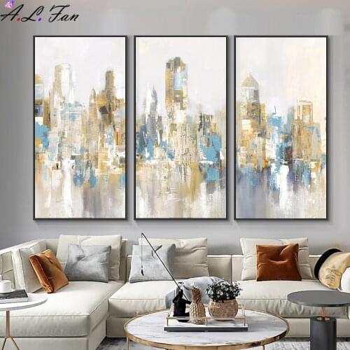 Abstract City Building Nordic Wall Poster Canvas Print Contemporary Painting Landscape Art Decor Image For Home Decor