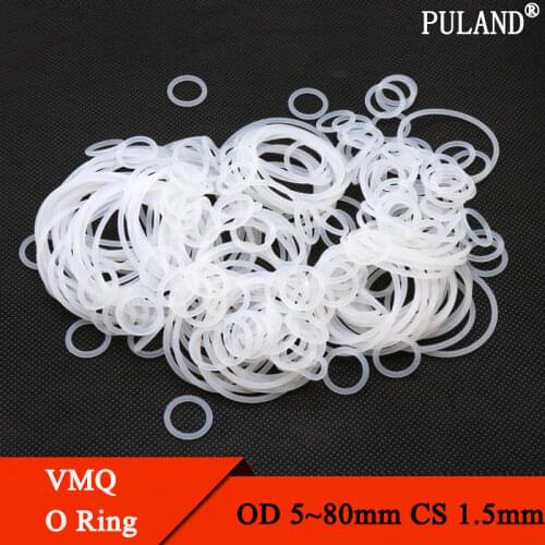 10pc White Silicone O Ring Gasket CS 1.5mm OD 5 ~ 45mm Food Grade Waterproof Washer Round O Shape Rubber silicon ring o-ring