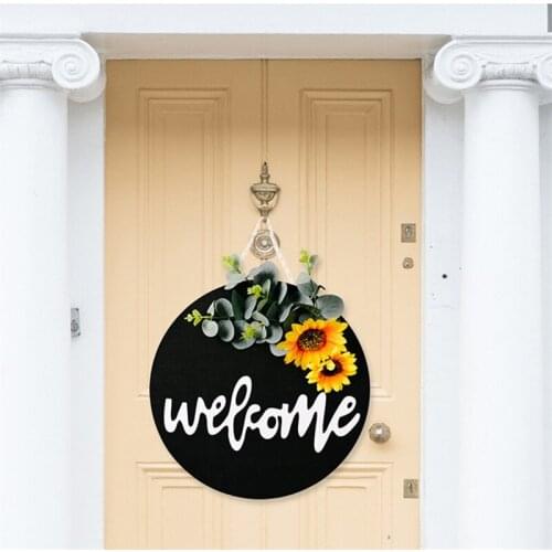 Decor Home Door Room Arrow Wooden Sign Wood Plaque Welcome Guide Board for Married Wedding Scene Sweet Hanging Round Sign
