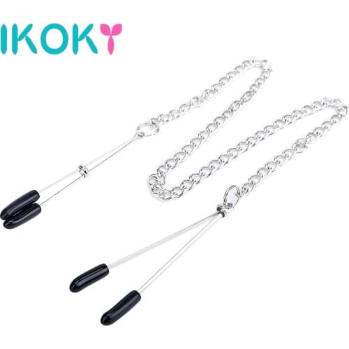 IKOKY Nipple Clamps with Metal Chain Adjustable Breast Labia Clips Clit Clamp Sex Toys for Couple Fetish Adult Game Sex Product