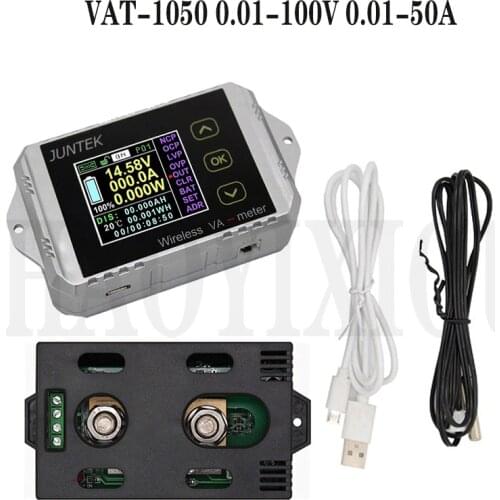 VAT1050 Voltage And Current Meter 100V 50A Multifunction Digital Power Meter Car Battery Monitoring Coulomb Meter
