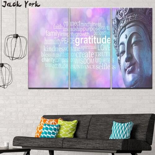Canvas Painting Buddha with Colorful background 3 Pieces Wall Art Painting Modular Wallpapers Poster Print Home Decor
