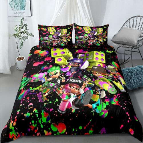 Splatoon cartoon bedding set king queen full double single size duvet cover set
