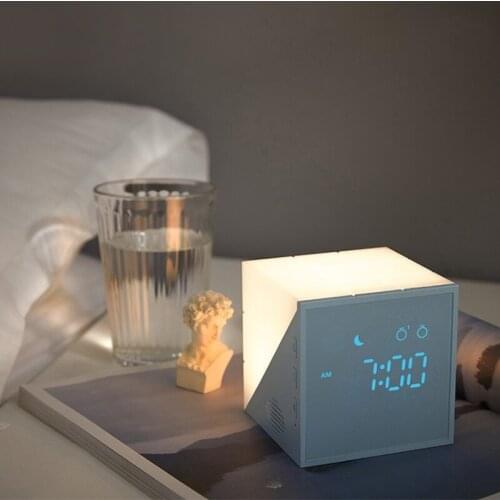Square Alarm Clock Home LED Night Light Wake-Up Alarm Clock USB Charging Clock Digital Alarm Clock