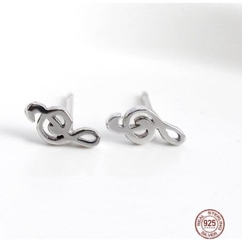 LKO Mini Music Earrings 925 Sterling Silver Lovely Small for Women Charm Musical Note Earring Jewelry Gift Brincos Mujer