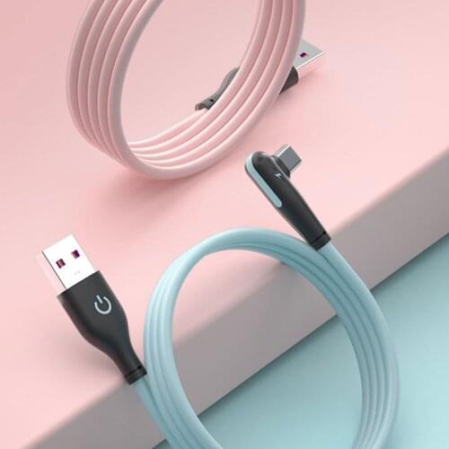 Elbow USB Type C Cable For Samsung S10 S20 Plus Liquid Silicone Type-C Charging Cable USB Cable Sync Data Cord For Huawei HTC
