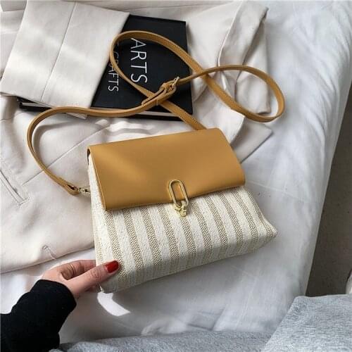 Strip Design Small PU Leather Crossbody Shoulder Bags for Women 2021 Summer Simple Handbags and Purses Female Travel 5 colour