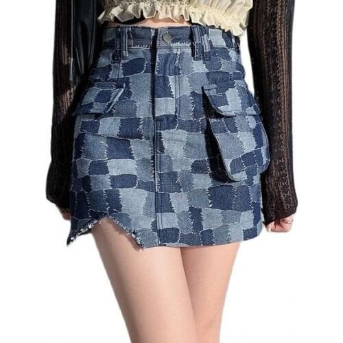 New Sexy Women Denim Mini Skirt Fashion Summer High Waist Korean Skirt Blue Package Hip Jeans Harajuku Plus Size Cotton