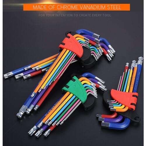 Allen Key Set Hex Wrench Screwdriver Set Hexagon Spanner Universal 9Pcs Ball End Torx Star Keys Tool L Type Hand Tools Kit